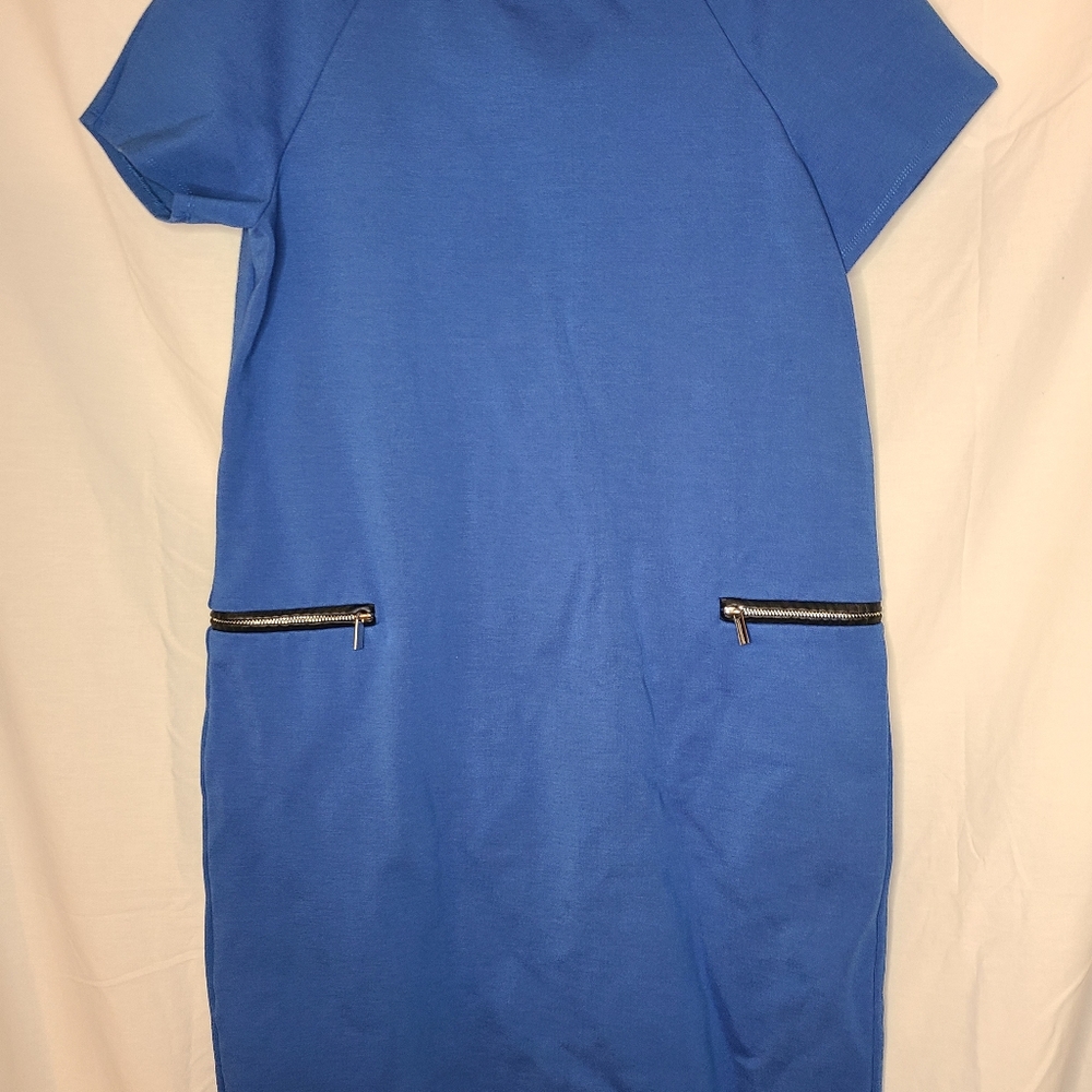 Ann Taylor, Blue, Short Sleeve Shift Dress, Size Medium